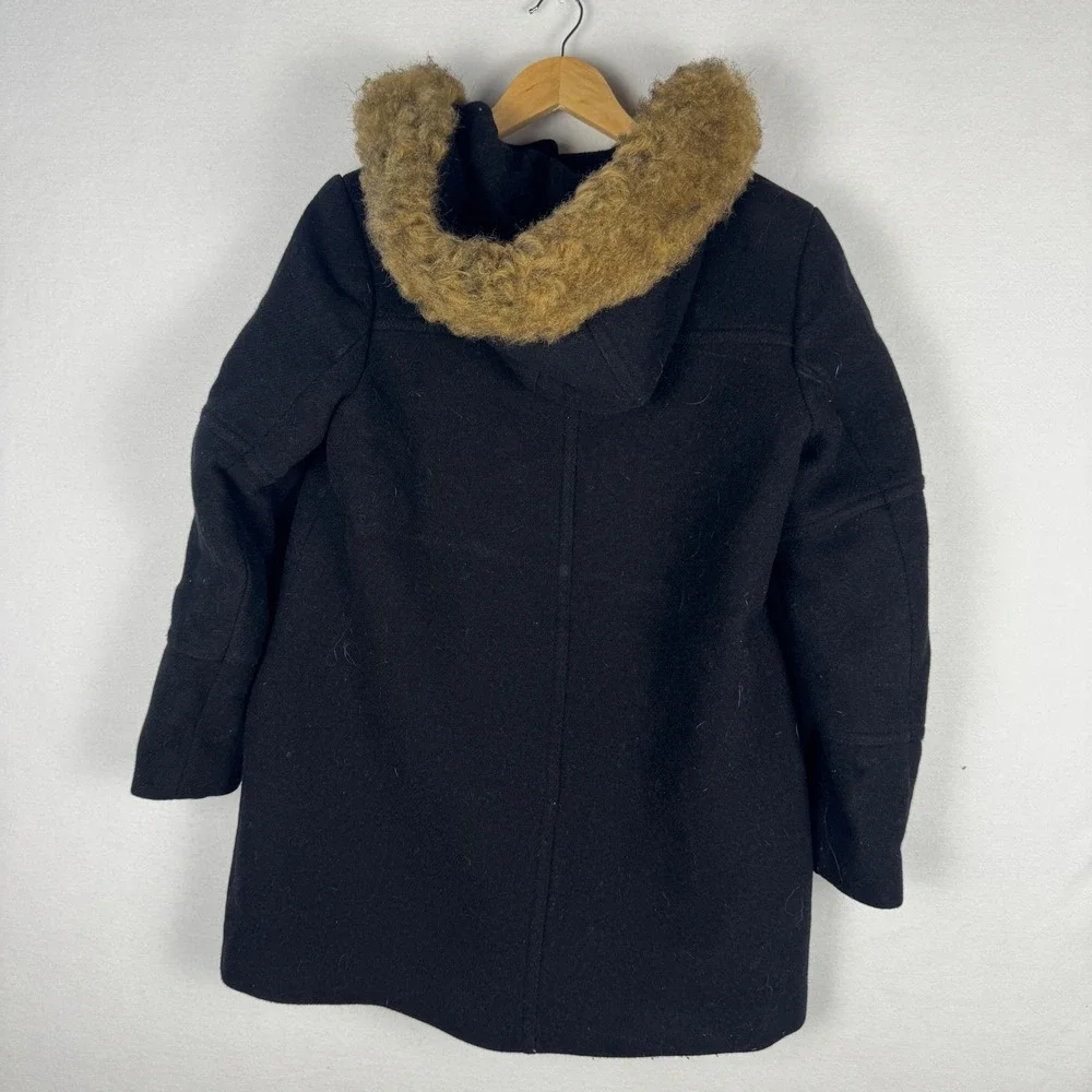J.Crew Chateau Parka Italian Stadium-Cloth Wool Black Hooded Coat J5488 Women 10 - Picture 3 of 16